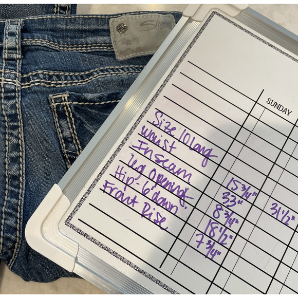 Silver Jeans Women`s Aiko Bootcut Jeans Sz 29X33L Thick Stitch Distress Cowgirl - Picture 13 of 16